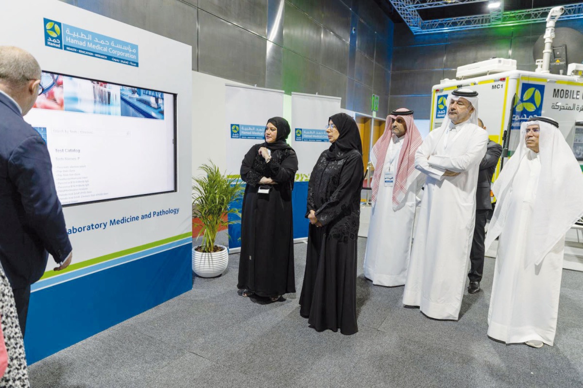 Minister of Public Health, H E Dr. Hanan Mohamed Al Kuwari (front right) with HMC officials during the launch of the website yesterday.