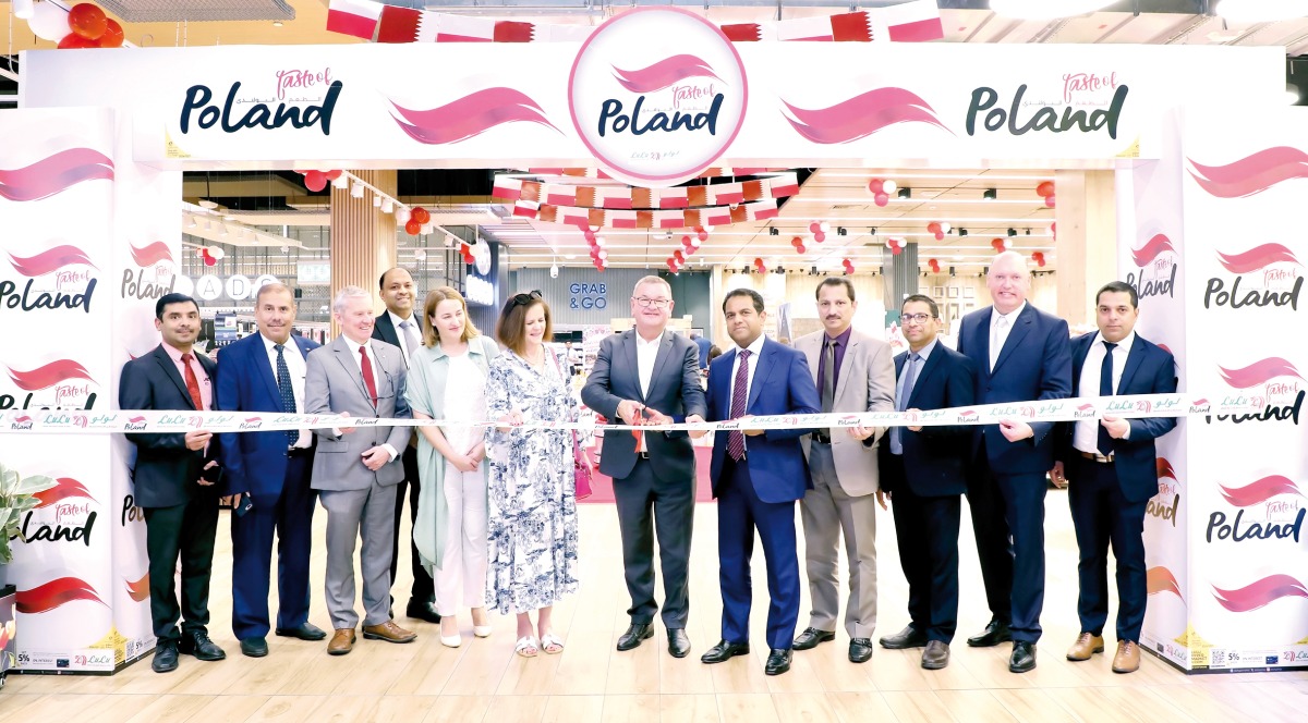 Ambassador of Poland to Qatar H E Janusz Janke (sixth right), Director of Lulu Group International Dr. Mohamed Althaf (fifth right), and other officials at the inauguration ceremony.