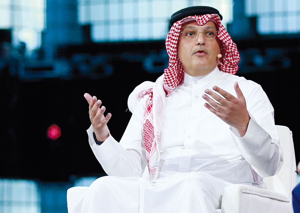 Minister of Communications and Information Technology H E Mohammed bin Ali bin Mohammed Al Mannai speaking during the Web Summit Qatar 2024, yesterday. PIC: RAJAN VADAKKEMURIYIL