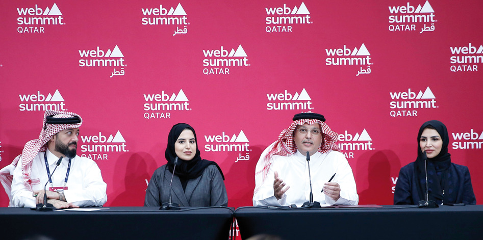 Minister of Communications and Information Technology H E Mohammed bin Ali Al Mannai along with other officials during the press conference at the Web Summit, yesterday. PIC: Rajan Vadakkemuriyil.