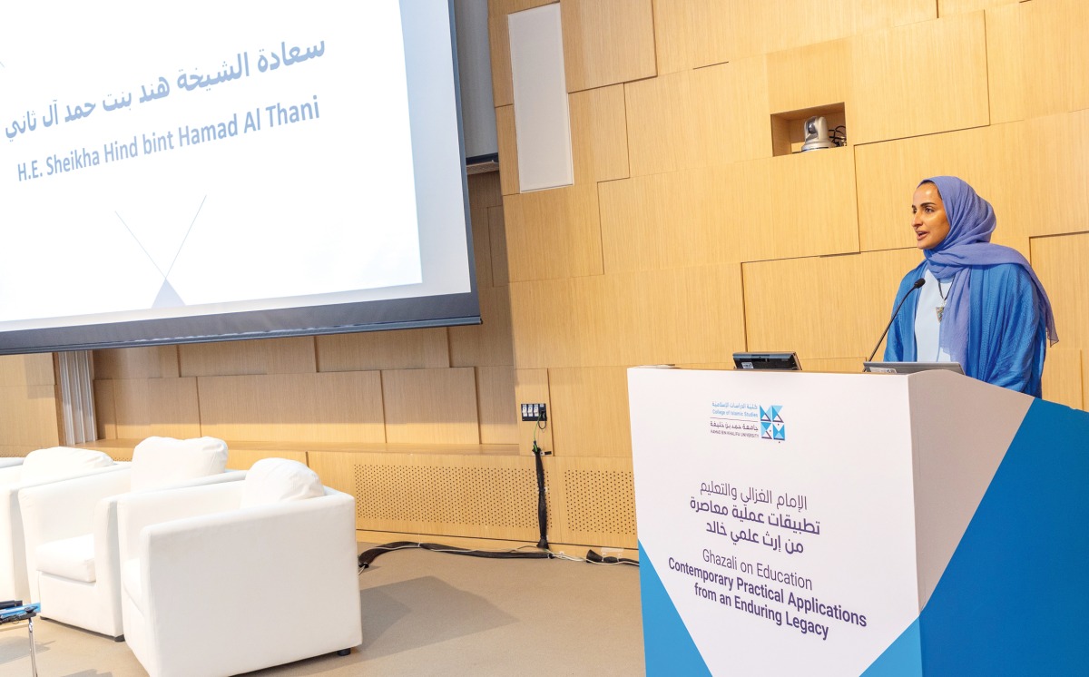 H E Sheikha Hind bint Hamad Al Thani, Vice Chairperson and CEO of Qatar Foundation addressing the symposium.