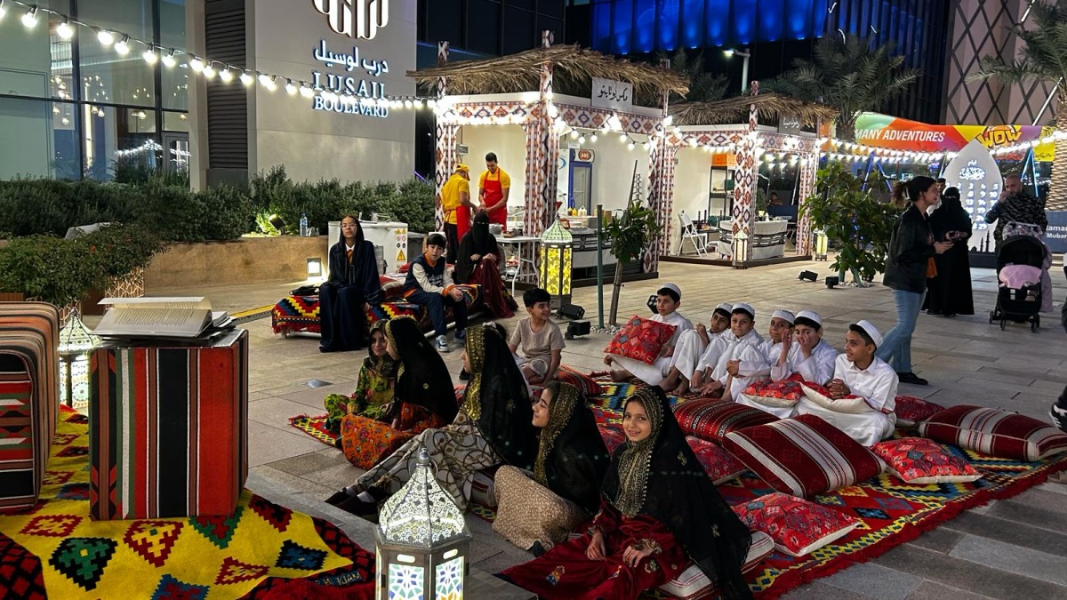 Kids participating in Ramadan's cultural and entertainment events at Lusail boulevard (Photo: Oussama Abbassi / The Peninsula).