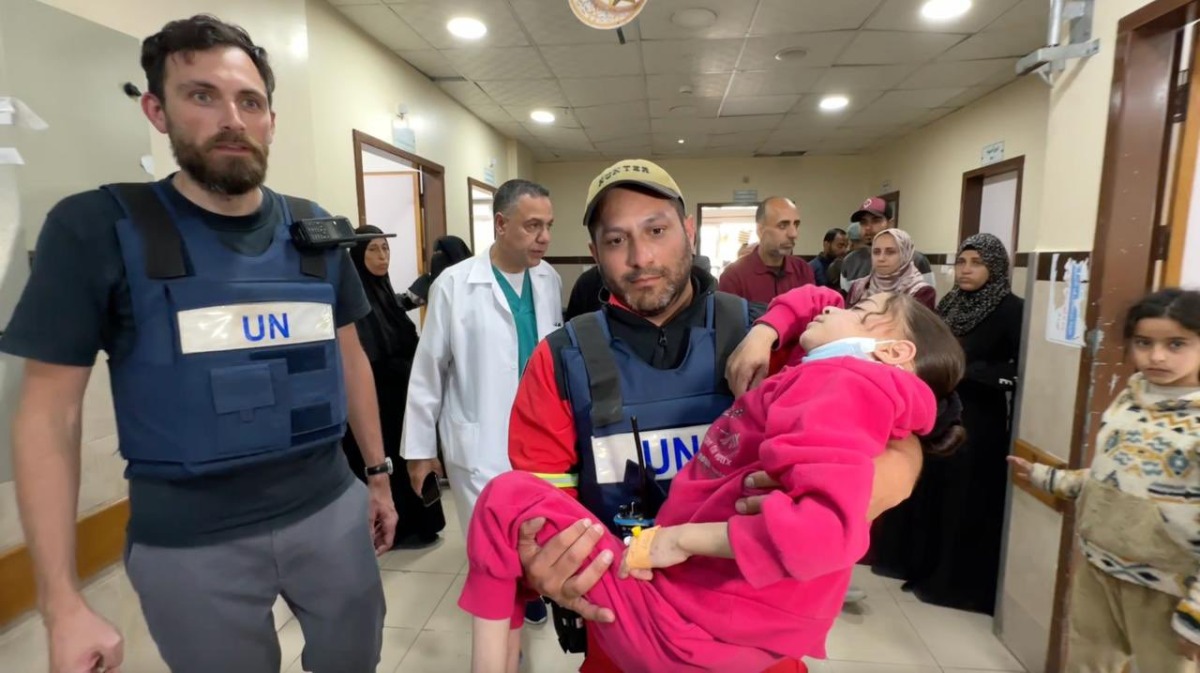 WHO and UN evacuate a 12-year-old child from Kamal Adwan hospital in northern Gaza on march 28, 2024.  
