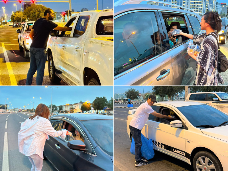 Combination pictures of QV members during the Iftar Drive.