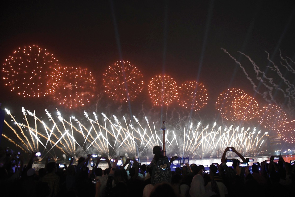 Fireworks display to mark the first day of Eid Al Fitr at Katara yesterday. Amr Diab/The Peninsula