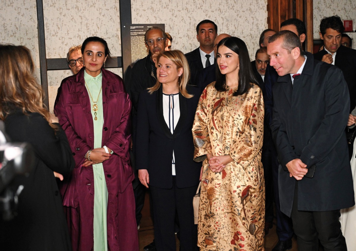 H E Sheikha Al Mayassa bint Hamad bin Khalifa Al Thani (second left) attends the opening of Qatar Museums’ exhibition, “Your Ghosts are Mine,” during the Venice Art Biennale with H E Maria Tripodi, Italian Undersecretary for Foreign Affairs; Saida Mirziyoyeva, First Assistant to President of Uzbekistan.