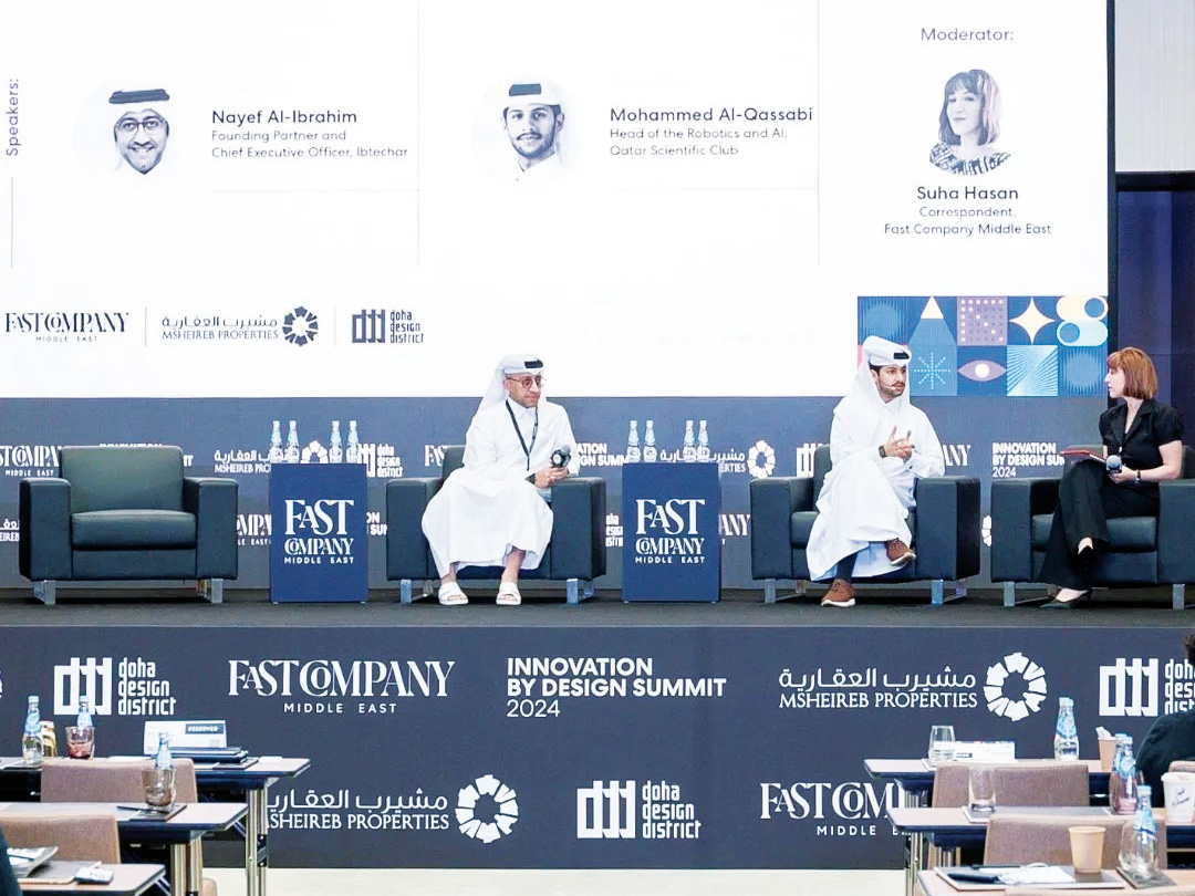 Ibtechar Digital Solutions Founding Partner and CEO, Nayef Al Ibrahim (left), Qatar Scientific Club Head of Robotics and AI, Mohammed Al Qassabi (centre) during the panel discussion 