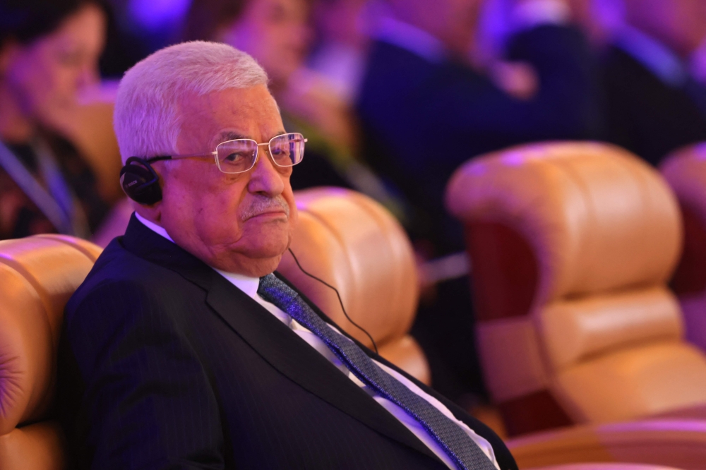 Palestine's president Mahmud Abbas attends the World Economic Forum Special Meeting in Riyadh on April 28, 2024. (Photo by Fayez Nureldine / AFP)