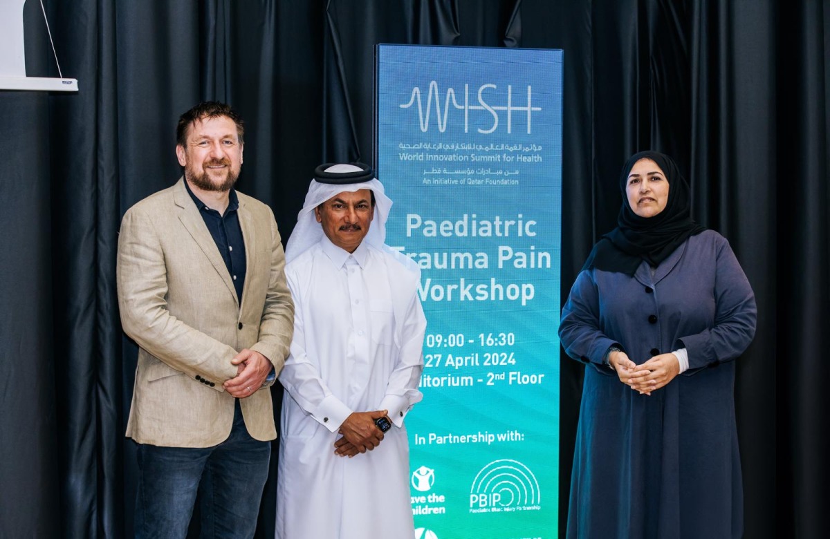 From left: Dr. Paul Reavley, Pediatric Emergency Medicine Consultant at Bristol Royal Hospital for Children; Dr. Abdullatif AlKhal, Deputy Chief Medical Officer and Director of the Department of Medical Education at HMC; and Sultana Afdhal, Chief Executive Officer, World Innovation Summit for Health (WISH). 