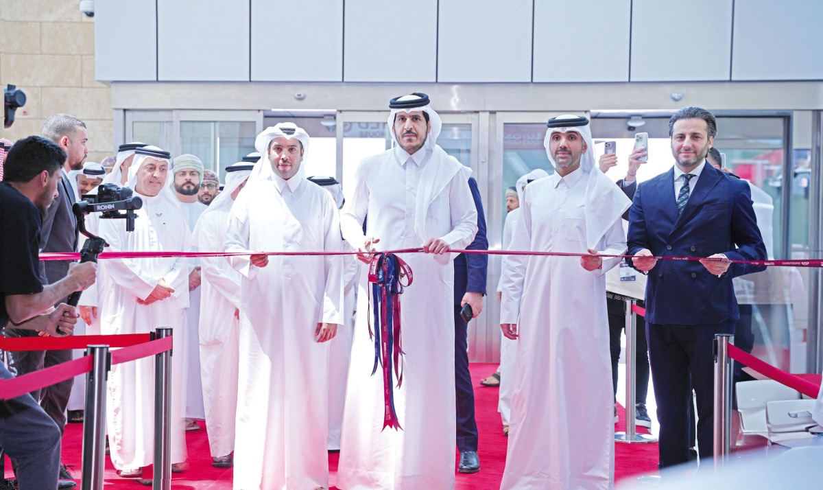 Minister of Commerce and Industry H E Sheikh Mohammed bin Hamad bin Qassim Al Abdullah Al Thani with dignitaries during the inauguration of the Build Your House 2024 at QNCC, yesterday.