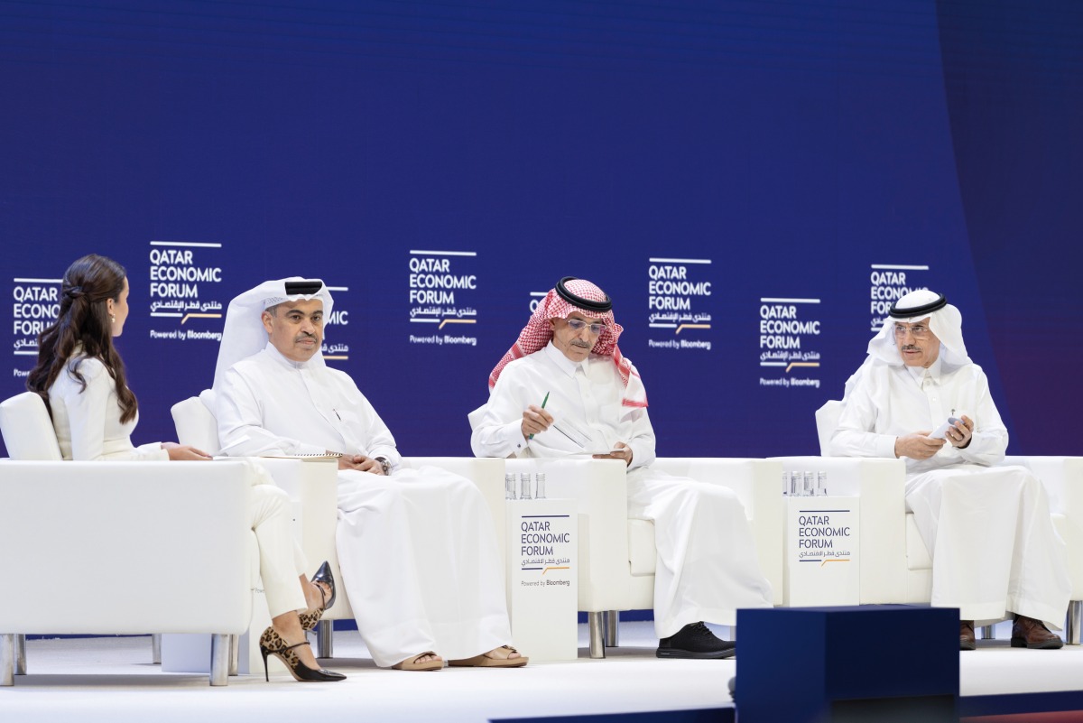 Minister of Finance H E Ali Ahmed Al Kuwari; Minister of Finance of the Kingdom of Saudi Arabia H E Mohammed Aljadaan; and Chairman of Islamic Development Bank (IsDB) Group H E Dr. Muhammad Sulaiman Al Jasser during the session.