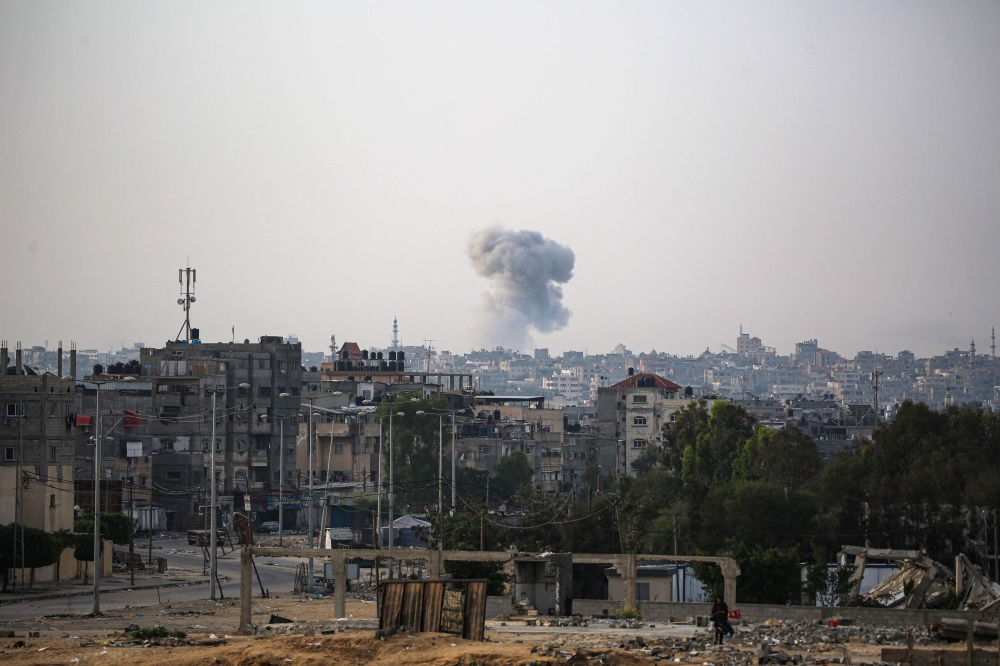 Smoke billows during Israeli bombardment in eastern Rafah in the southern Gaza Strip on May 19, 2024. (Photo by AFP)