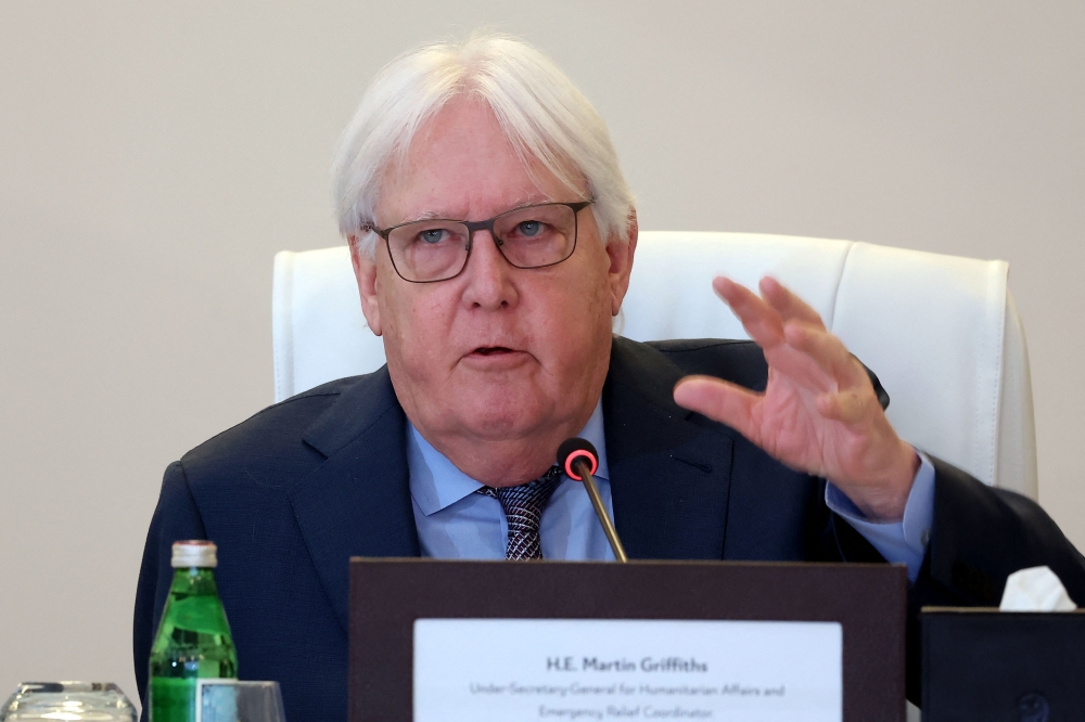 United Nations Under-Secretary-General for Humanitarian Affairs and Emergency Relief Coordinator Martin Griffiths in Doha on May 19, 2024. (Photo by KARIM JAAFAR / AFP)