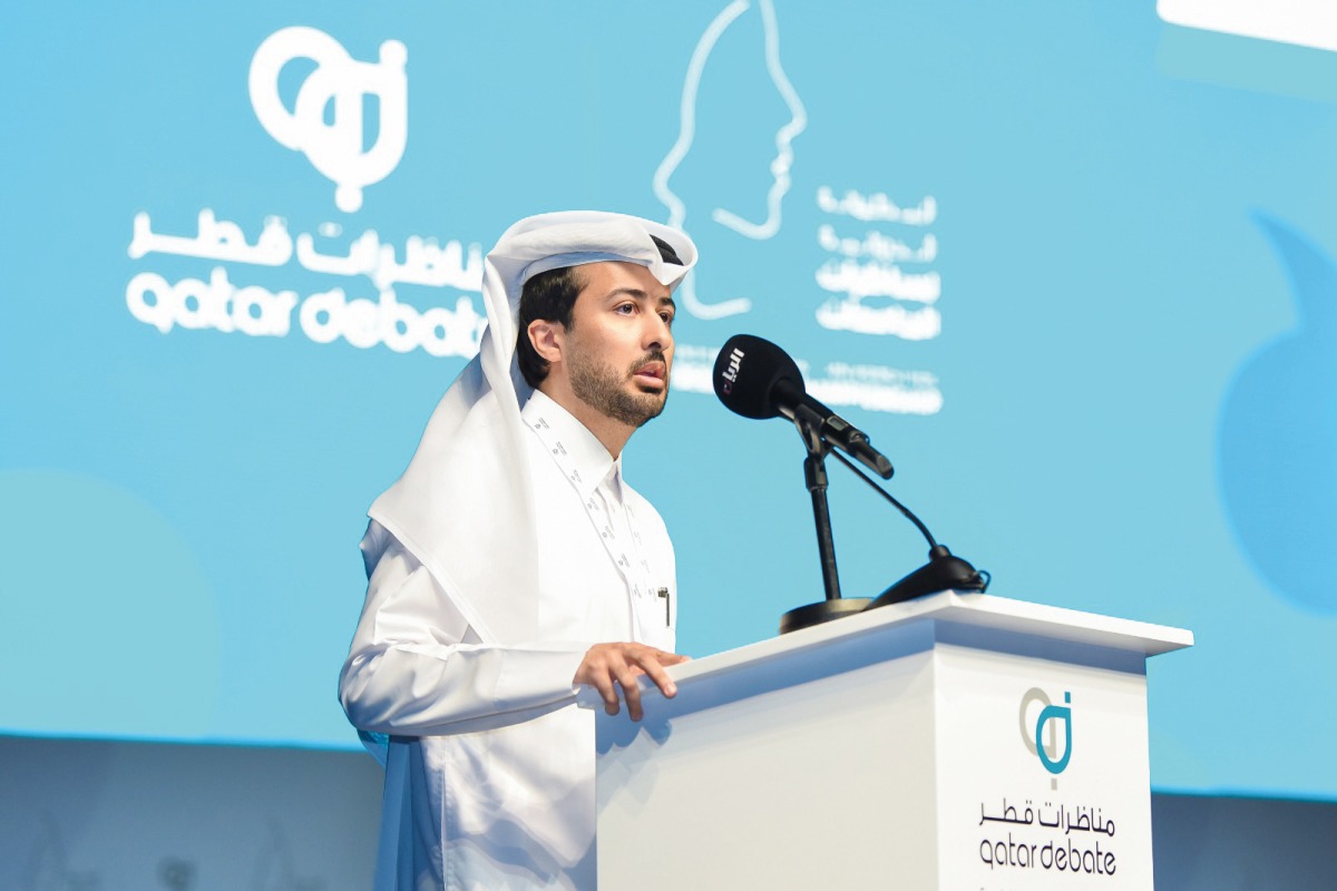 Abdulrahman Al Subaie, Programme Director at QatarDebate speaking during the ceremony. 