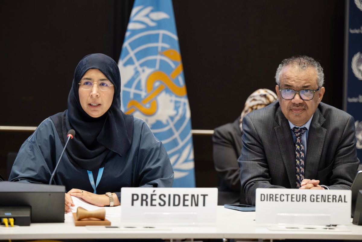 Minister of Public Health H E Dr. Hanan Mohammed Al Kuwari and Director-General of WHO H E Dr. Tedros Adhanom Ghebreyesus during the event.