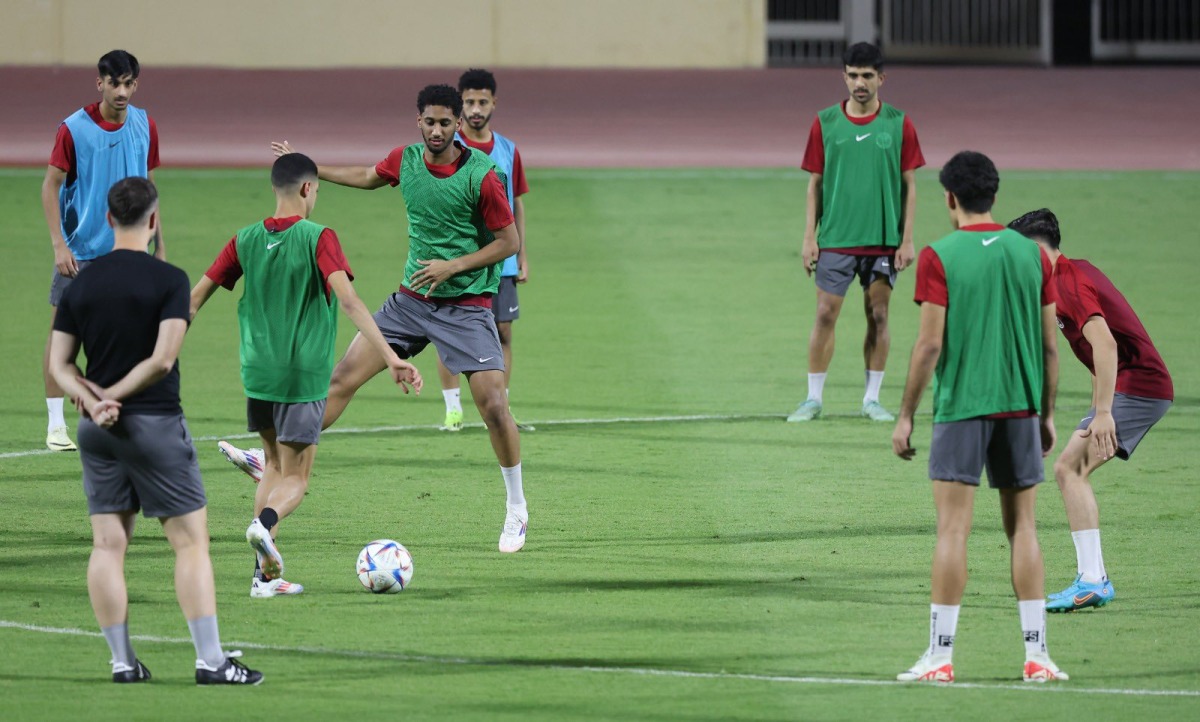 Qatar players during a training session.