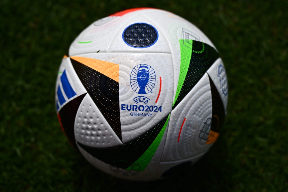 The official match ball of the UEFA Euro 2024 football Championship is pictured during a training session of Austria team at the Amateur Stadion in Berlin on June 13, 2024. (Photo by Gabriel Bouys / AFP)