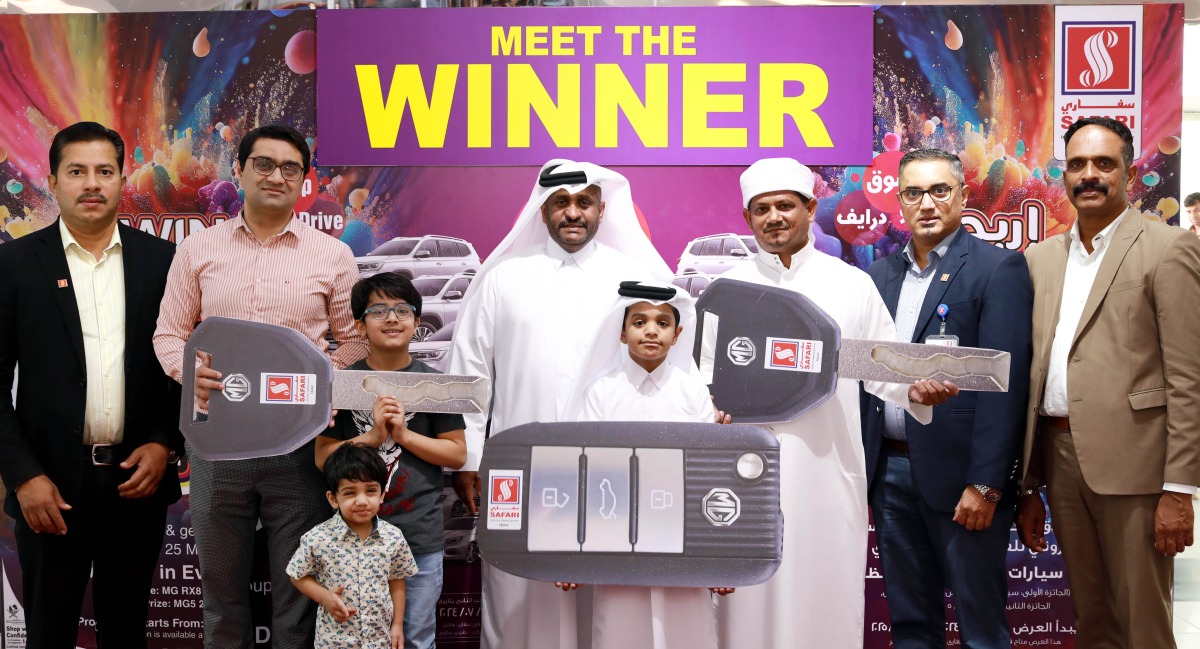 Officials with winners of the first draw of Safari’s Win 25 MG Car promotion.