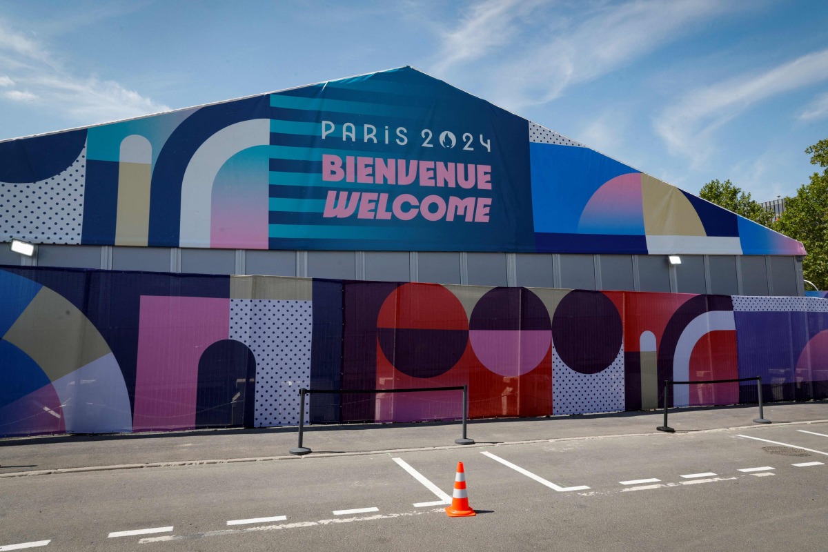 This photograph shows the entrance of the athletes' village for the Paris 2024 Olympics and Paralympics game, in Saint-Denis, north of Paris, on July 18, 2024. (Photo by Geoffroy VAN DER HASSELT / AFP)