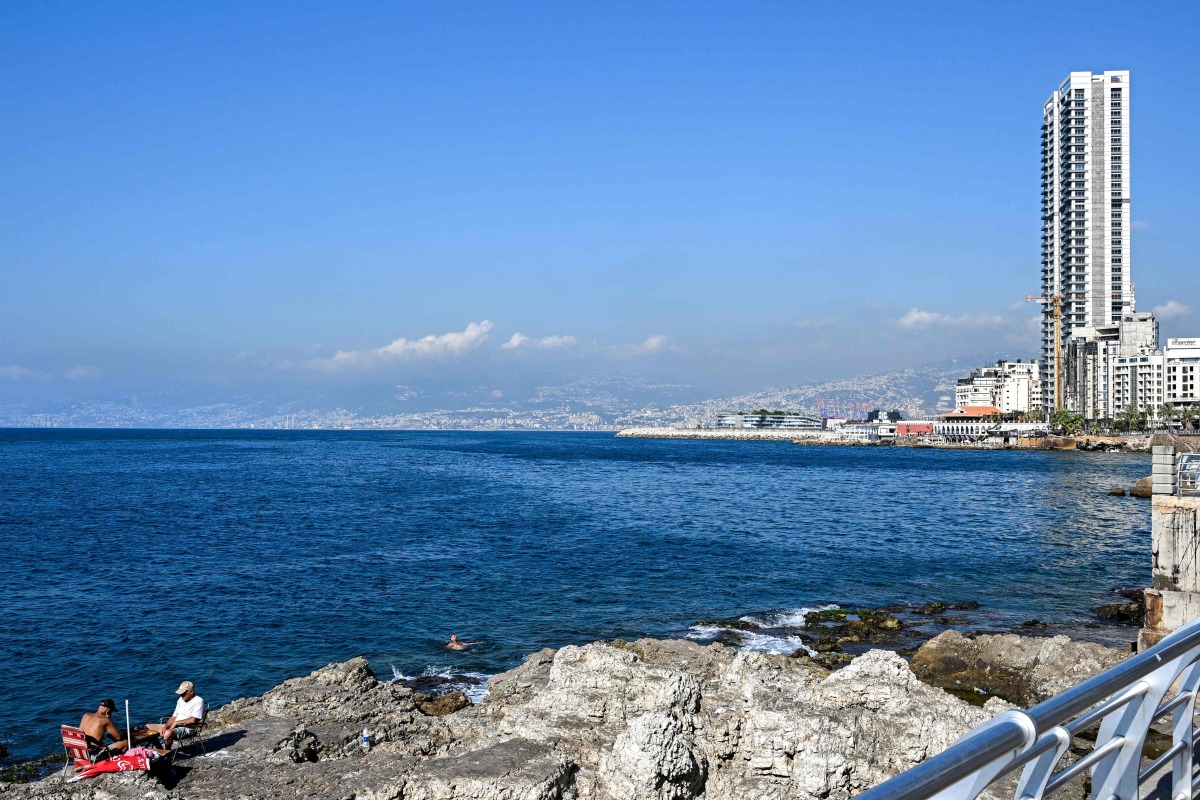  Beirut's Ain al-Mreisseh seaside promenade on August 2, 2024. (Photo by JOSEPH EID / AFP)