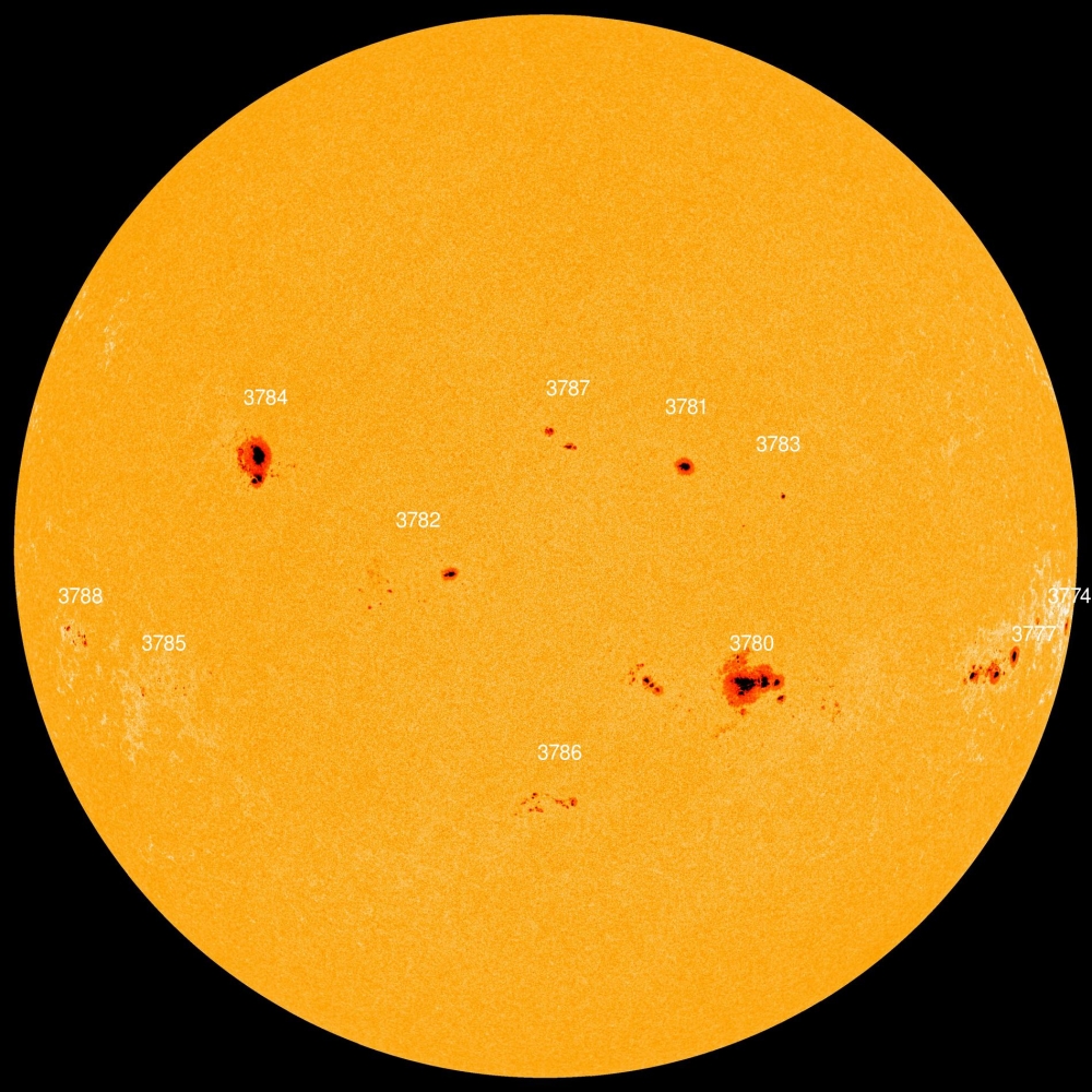 Numerous sunspots pointed toward Earth on Monday, August 12, 2024. (Photo by Spaceweather via Washington Post)