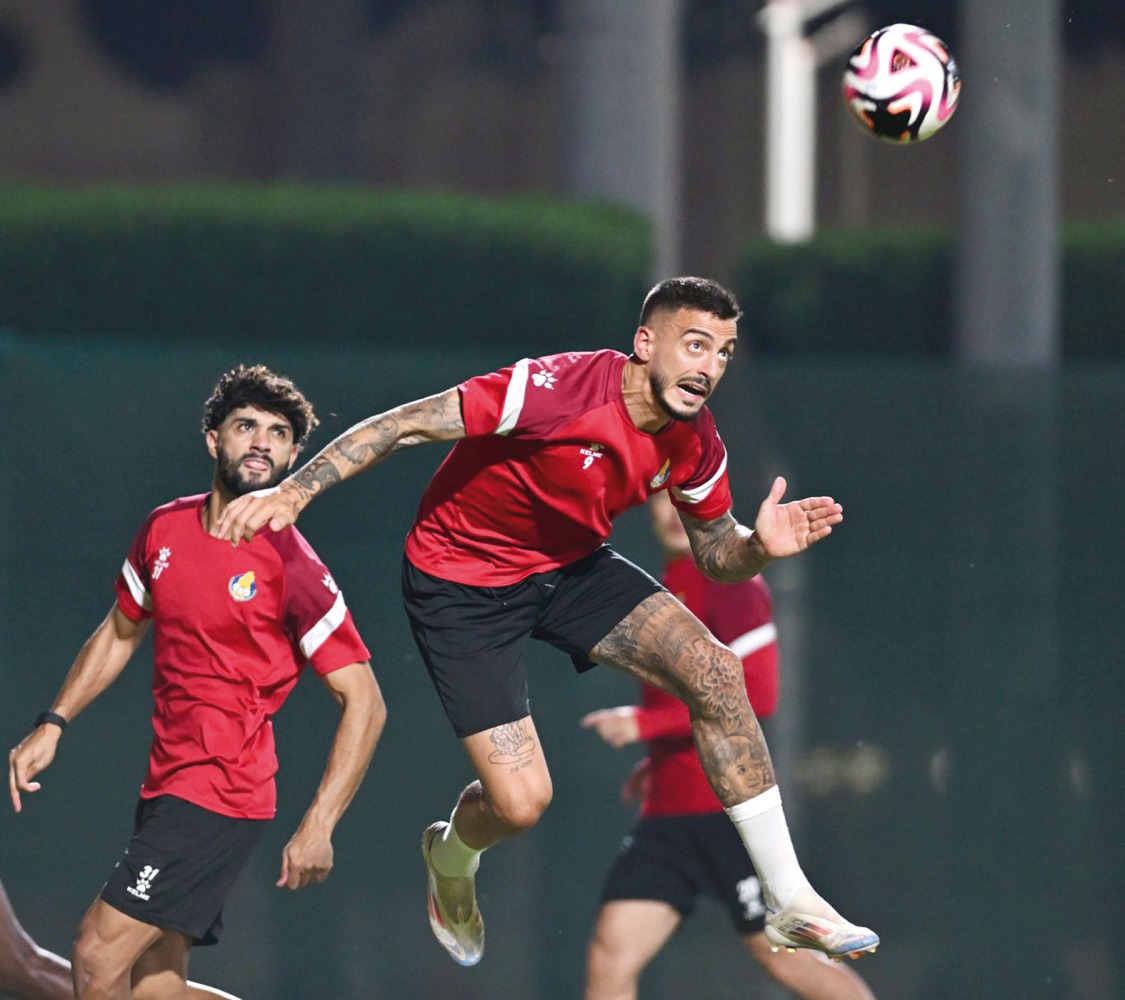 Al Gharafa players during a training session. 