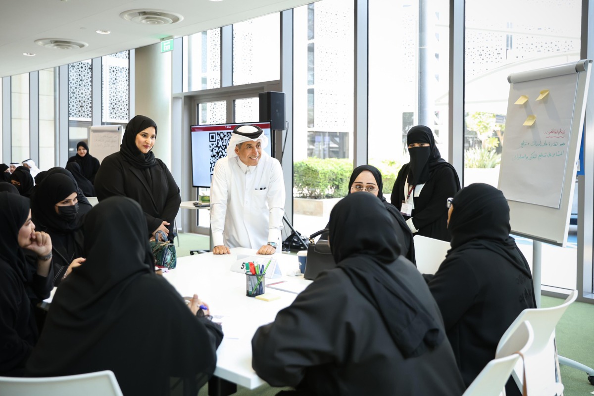 Undersecretary of the Ministry of Education and Higher Education Dr. Ibrahim bin Saleh Al Nuaimi and Assistant Undersecretary for Educational Affairs, Maha Al Ruwaili during an annual educational meeting yesterday.