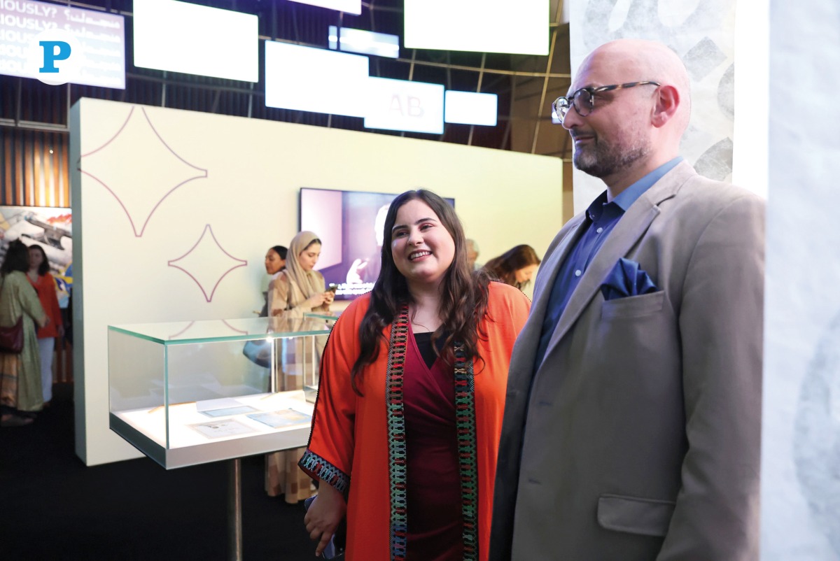 Marwan M Kraidy, Dean and CEO of Northwestern Qatar and curator Amal Zeyad Ali during the inauguration of  the exhibition yesterday. Pic: Rajan Vadakkemuriyil / The Peninsula.