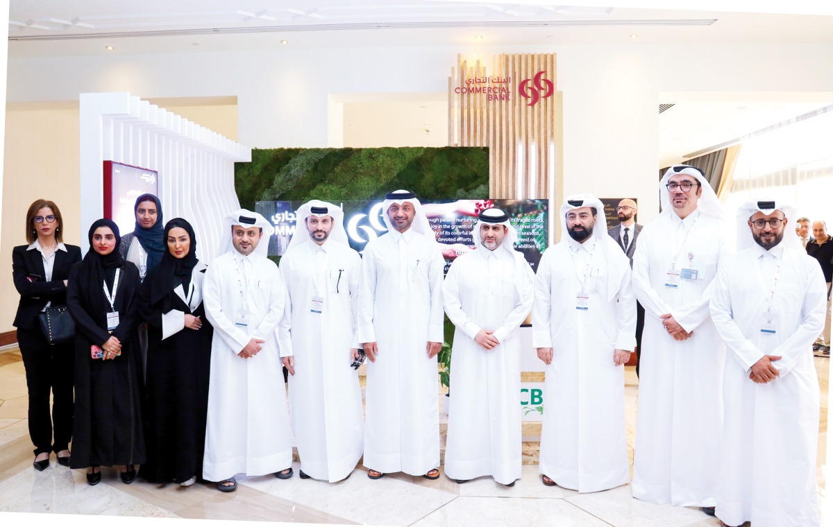 QCB Governor, HE Sheikh Bandar bin Mohammed bin Saoud Al Thani, along with Commercial Bank officials during the Arab Banking Conference 2024.