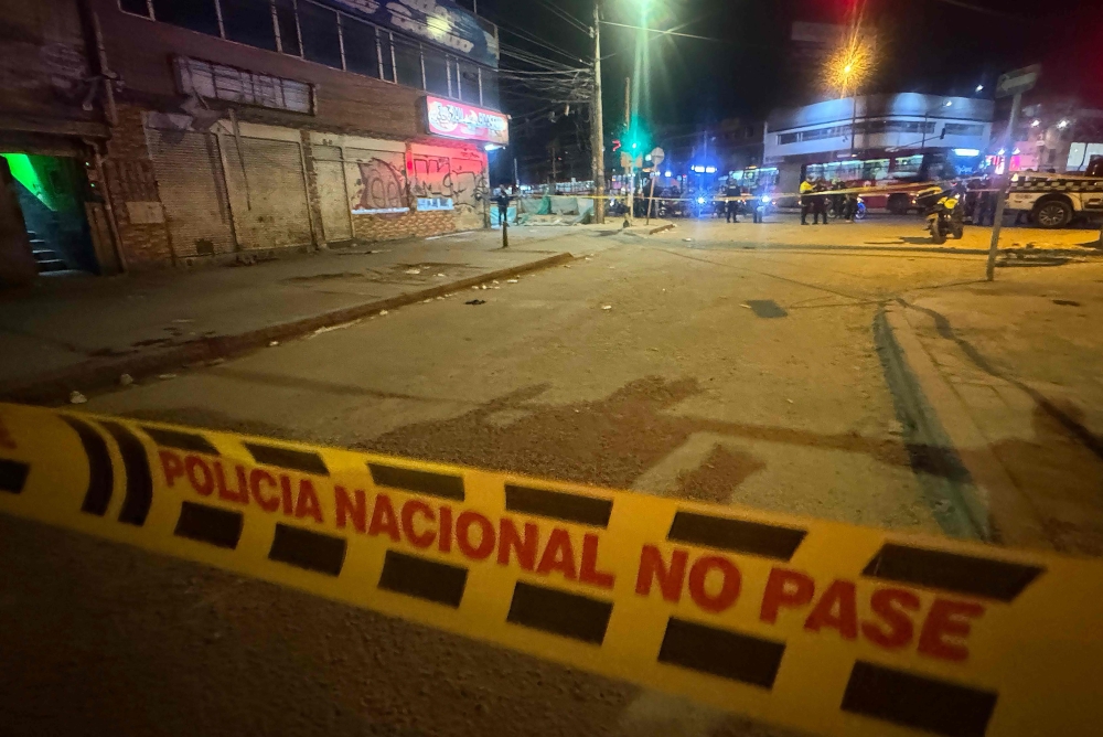 This handout picture released by the Bogota mayor's press office shows the scene after a grenade explosion in front of a police station in southern Bogota on September 10, 2024. Photo by STRINGER / OFFICE OF THE MAYOR OF BOGOTA / AFP