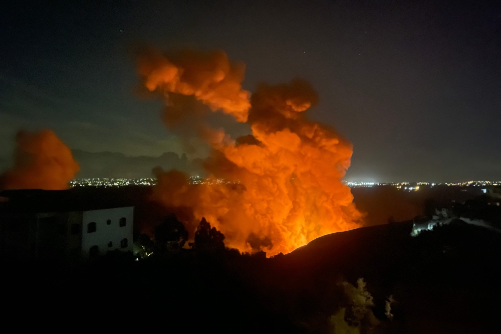 Smoke billows at the site of an Israeli airstrike on the outskirts of the southern Lebanese village of Zawtar on September 21, 2024. (Photo by AFP)
 