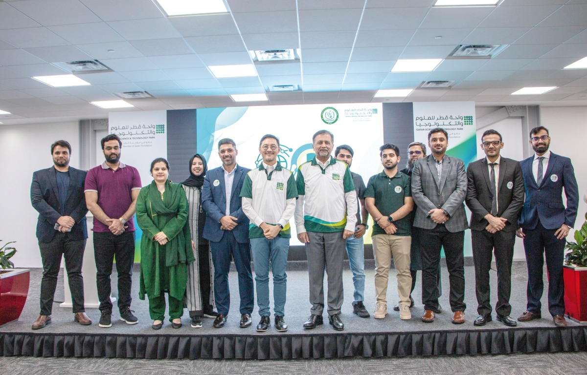 Ambassador of Pakistan to Qatar H E Muhemmed Aejaz and President of QSTP Dr. Jack Lau with other officials and owners of startups.