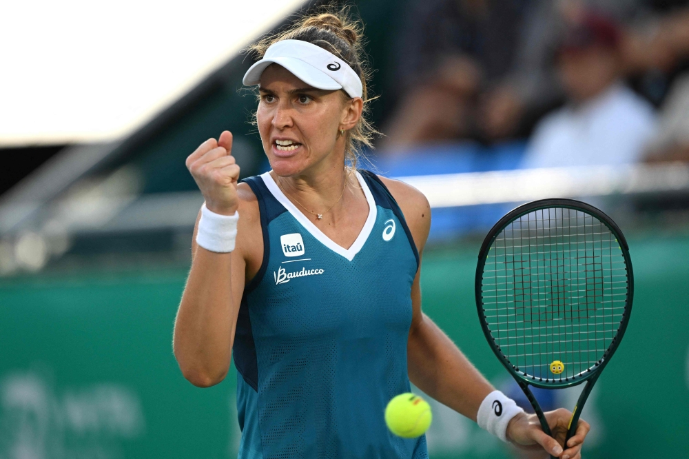 Brazil's Beatriz Haddad Maia reacts to a point against Russia's Daria Kasatkina during their women's singles final match in Seoul on September 22, 2024. (Photo by Jung Yeon-je / AFP)