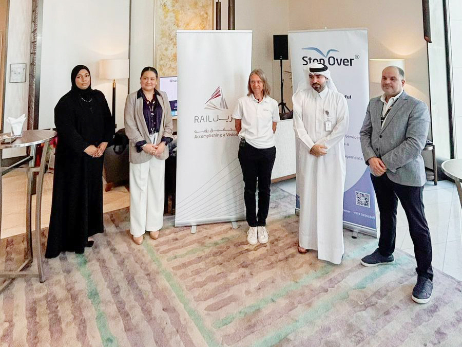 Qatar Rail and Stopover Tourism officials during the event yesterday.