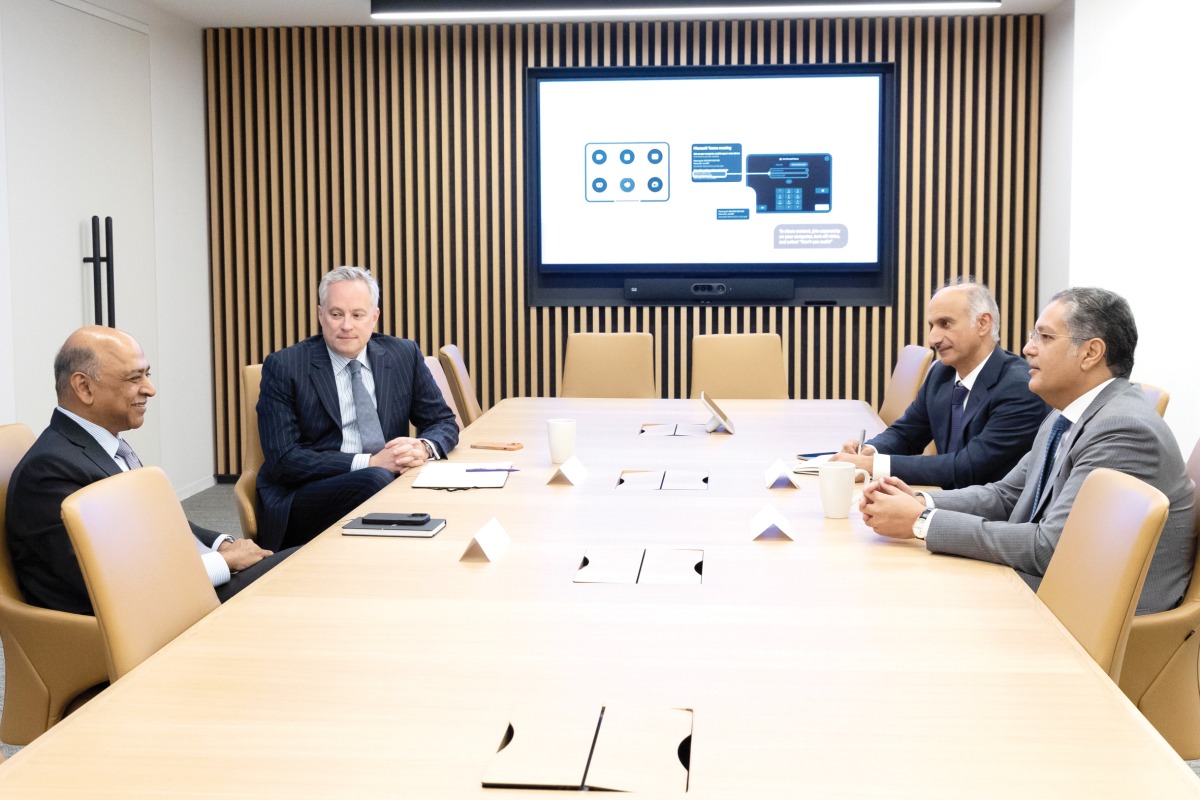 Minister of Communications and Information Technology H E Mohammed bin Ali Al Mannai with global tech leaders during the meeting.