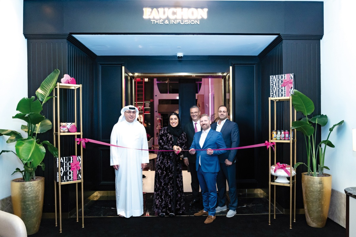 From left: Omar Hussain Alfardan, President and CEO of Alfardan Group; Zohour Omar Alfardan, Wellness & Lifestyle General Manager at Alfardan Hospitality; Nicolas Jambert,  COO Middle East & Asia Pacific Region Fauchon; Jérome Tacquard, CEO & Owner of Fauchon; Marc Matar, Multi-property General Manager The St. Regis Doha and The St Regis Marsa Arabia Island, The Pearl – Qatar.