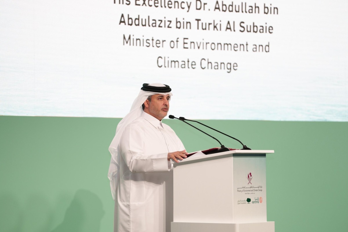 Minister of Environment and Climate Change H E Dr. Abdullah bin Abdulaziz bin Turki Al Subaie addressing the event.