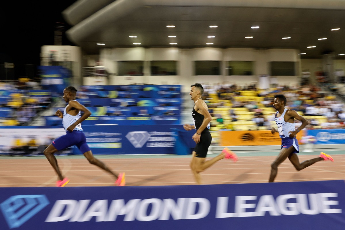 Athletes compete in the men’s 3000m final during an earlier edition of the Diamond League Meeting at Qatar Sports Club's Suheim Bin Hamad Stadium, in this file photo.