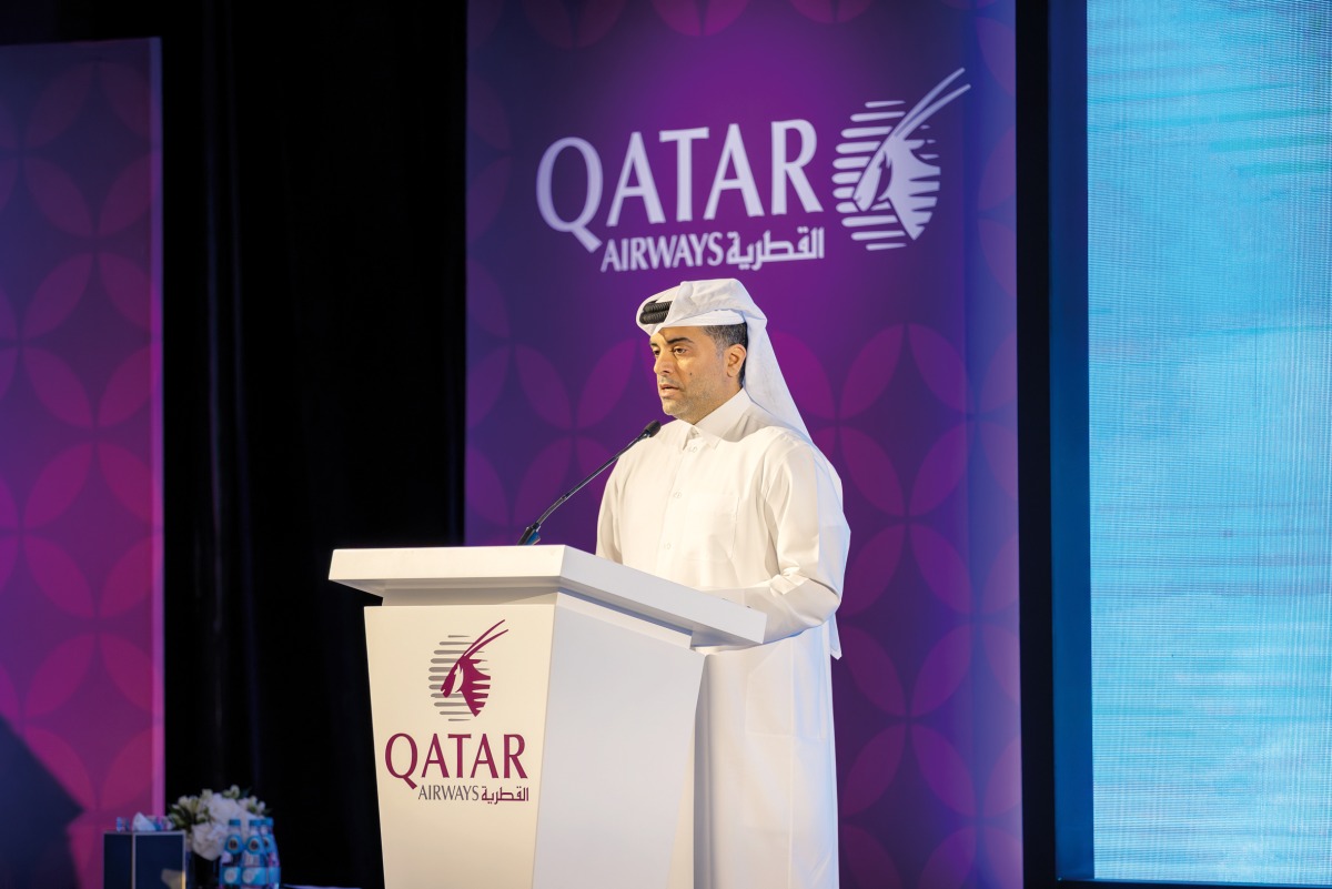 Engr. Badr Mohammed Al Meer, Qatar Airways Group CEO, addressing the gathering at the 2024 Investors' Meeting.