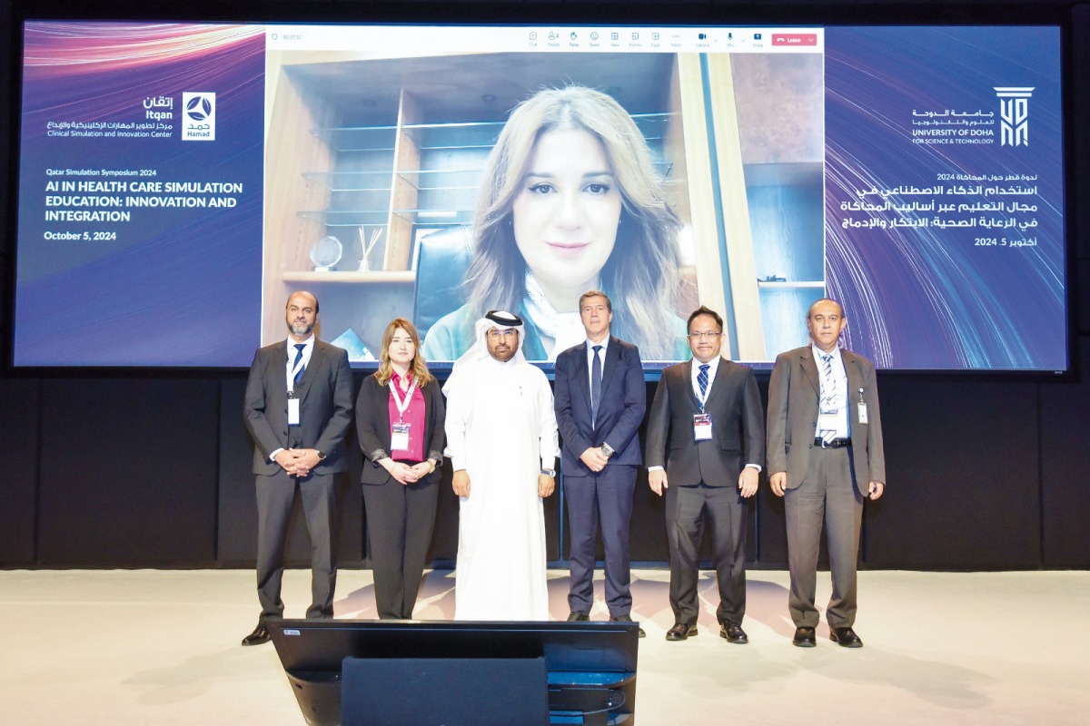 UDST Vice-President, Academic Affairs Dr. Rachid Benlamri (third right) along with other speakers and representatives of participating organisations at the event.