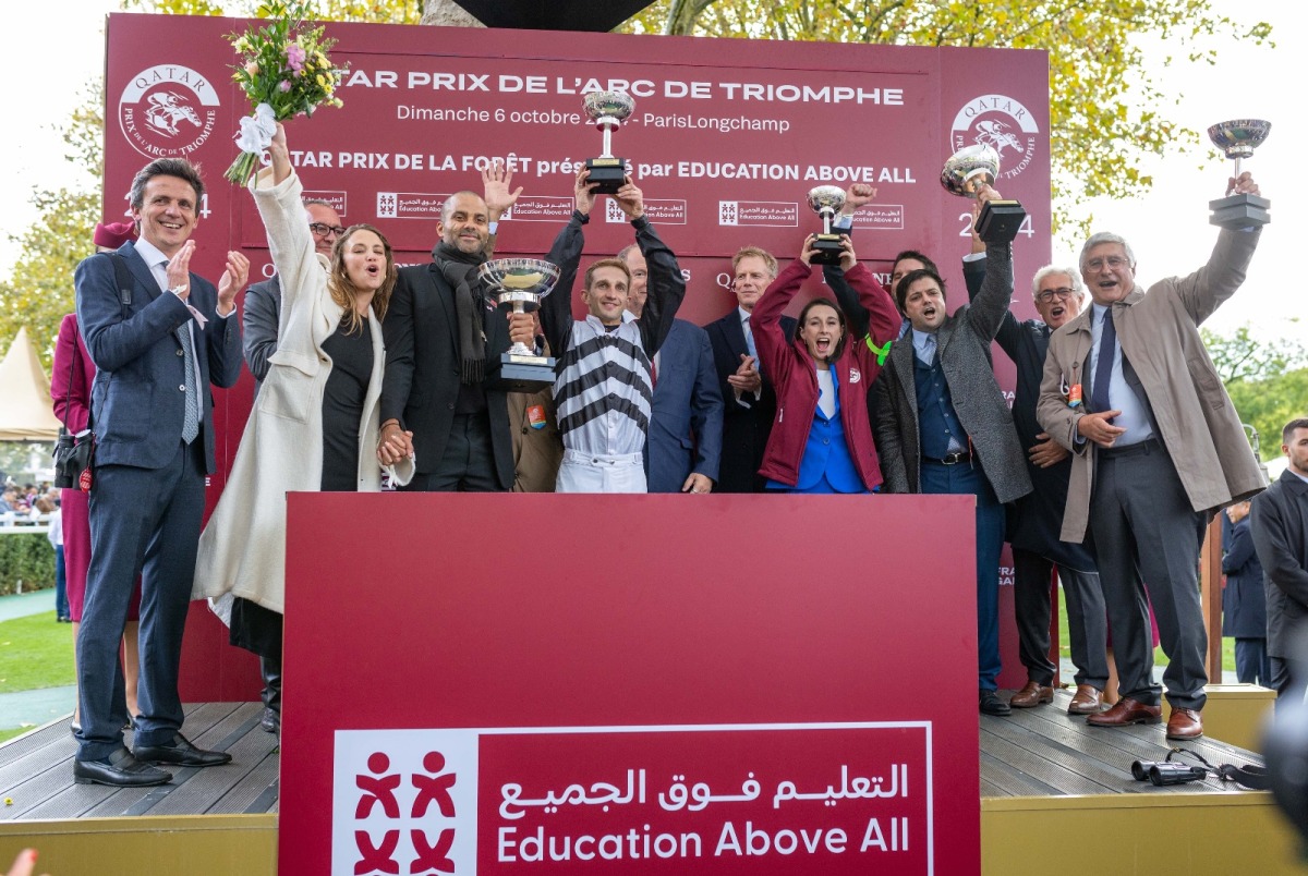 President of the Asian Equestrian Federation and QREC Vice Chairman Hamad bin Abdulrahman Al Attiyah honoured the winners of the Gr1 Qatar Prix Jean-Luc Lagardere which was claimed by Camille Pissaro.