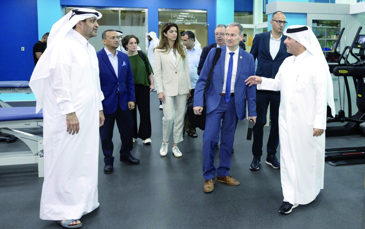 Qatar Table Tennis Association officials with the members of the International Table Tennis Federation’s inspection committee during their visit to Doha ahead of next year's World Table Tennis Championships. 