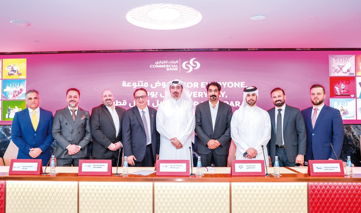 EGM and Head of Retail Banking at Commercial Bank, Shahnawaz Rashid; and EGM, Marketing and CB Real Estate, Hussein Al Abdulla along with other officials during the press conference, yesterday.
