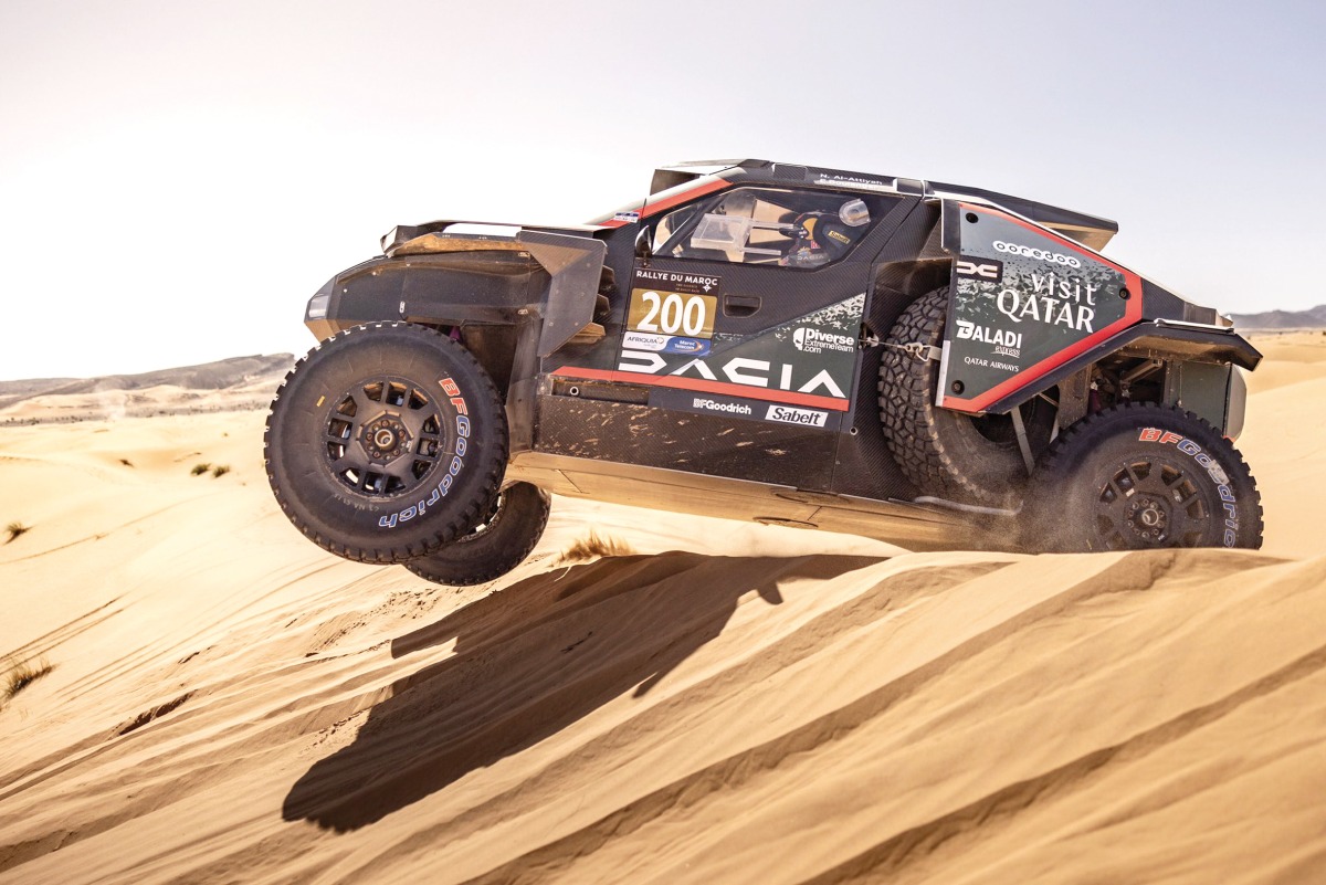 Qatar’s Nasser Al Attiyah drives during the third stage of Rallye du Maroc, yesterday.