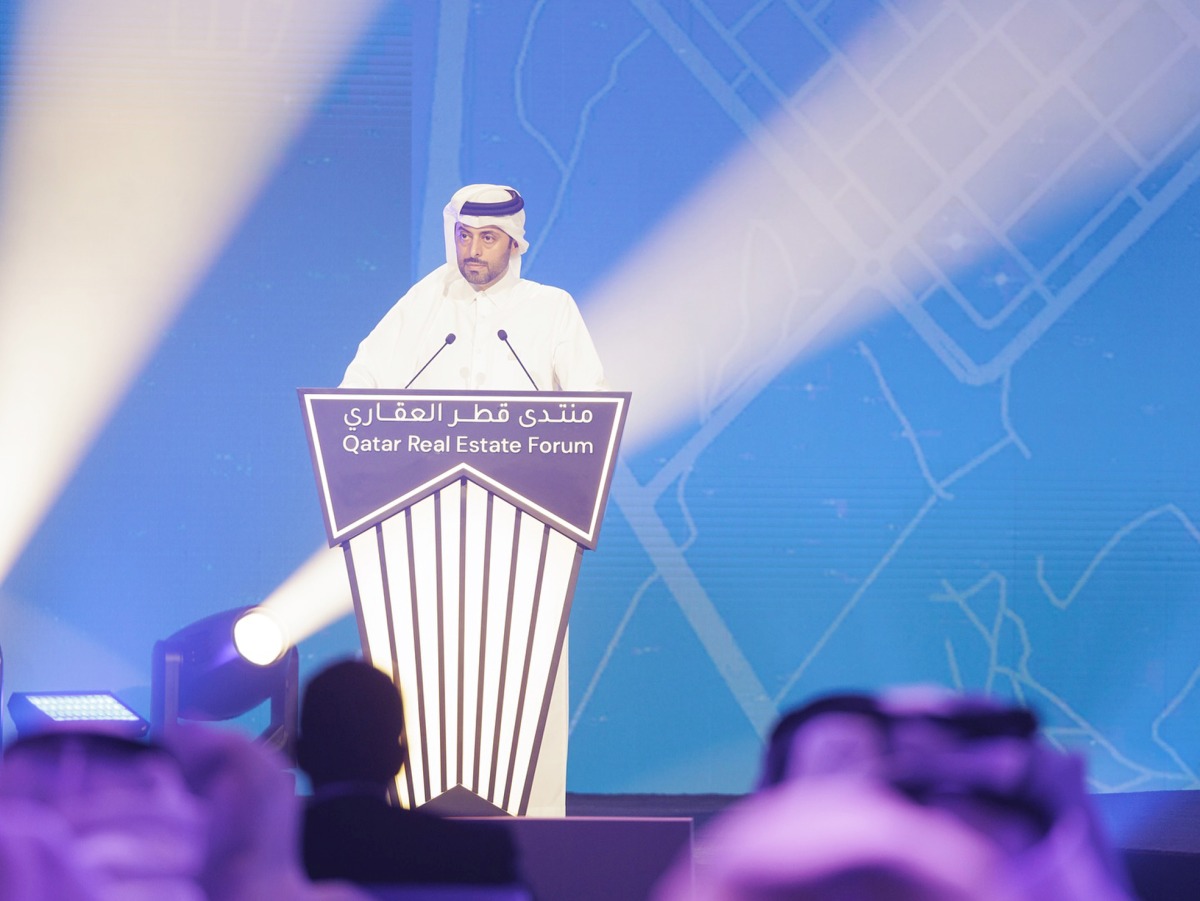 Minister of Municipality H E Abdullah bin Hamad bin Abdullah Al Attiyah addressing the event, yesterday.