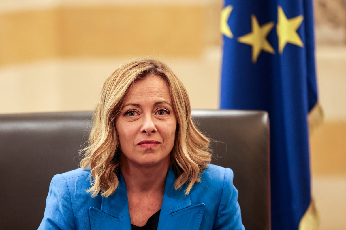 Italy's Prime Minister Giorgia Meloni looks on during a meeting with Lebanon's caretaker prime minister at the government palace in central Beirut on October 18, 2024. Photo by Anwar Amro / AFP.
