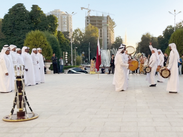 A Qatari troupe performs in Tajikistan.