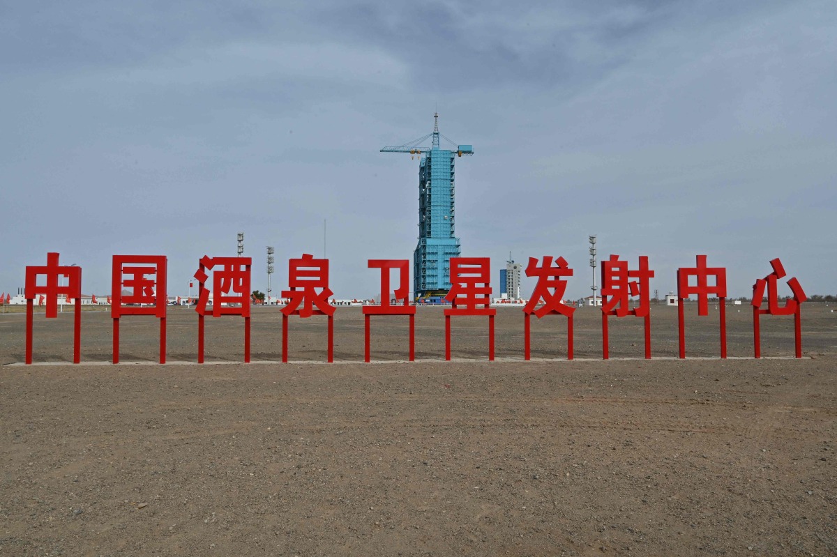 A platform for the Satellite launcher is seen ahead of the shenzhou-19 mission to the Tiangong space station at the Jiuquan satellite launch center in Jiuquan, China’s northwestern Gansu province on October 29, 2024. (Photo by ADEK BERRY / AFP)