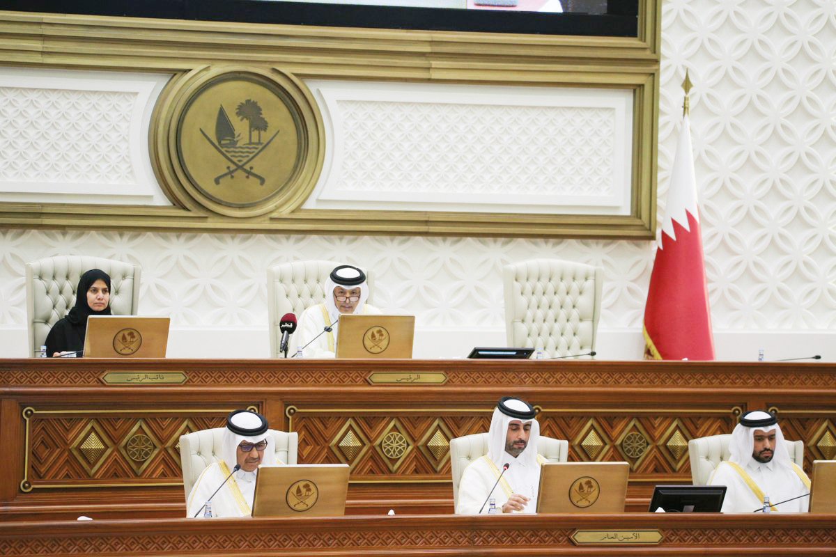 Speaker H E Hassan bin Abdulla Al Ghanim chairing Shura Council's regular weekly session yesterday.