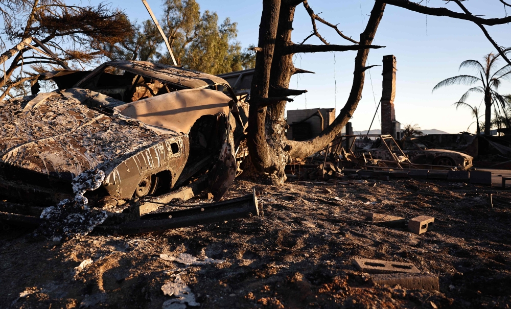 A view of a home which was destroyed in the Mountain Fire on November 8, 2024 in Camarillo, California. Mario Tama/Getty Images/AFP 